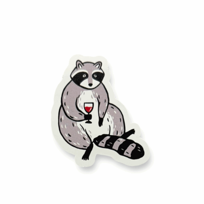 Raccoon with Wine Sticker