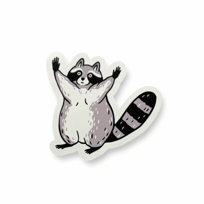 Raccoon with Hands Up Sticker