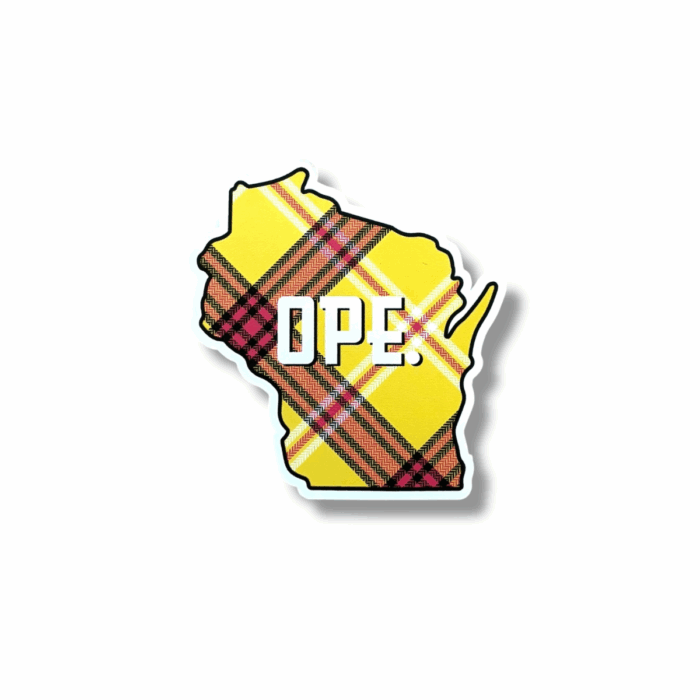 Yellow Plaid Ope Wisconsin Sticker