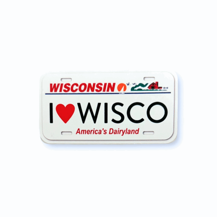I Heart Wisco License Plate Sticker