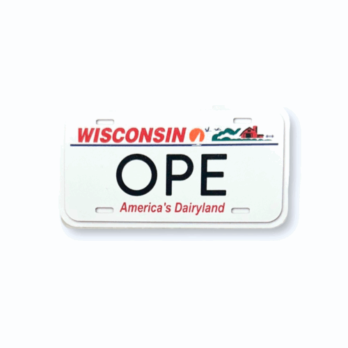 Ope Wisconsin License Plate Sticker