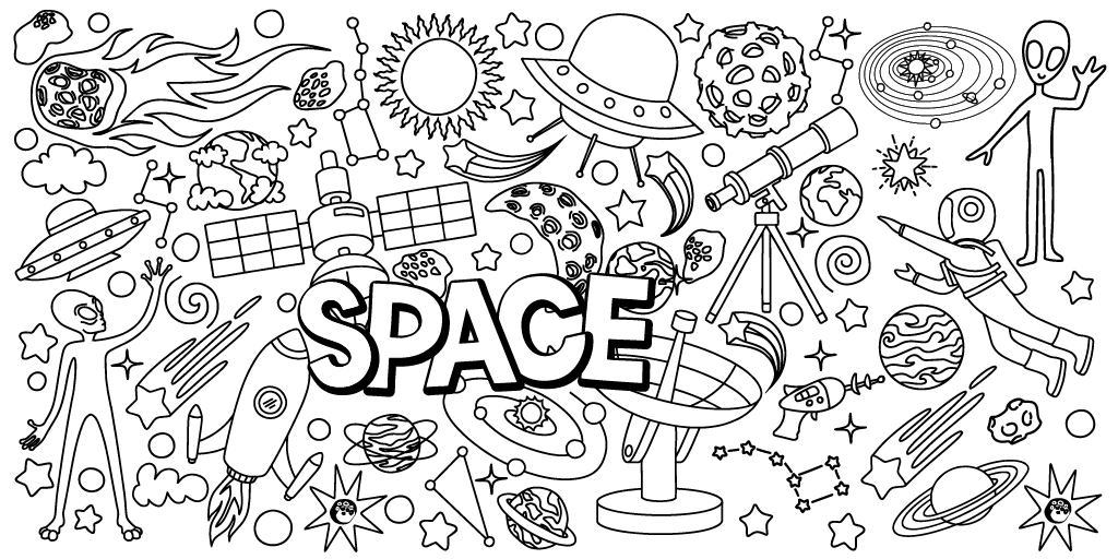 Jumbo Space Coloring Mural/Tablecloth - Image 3