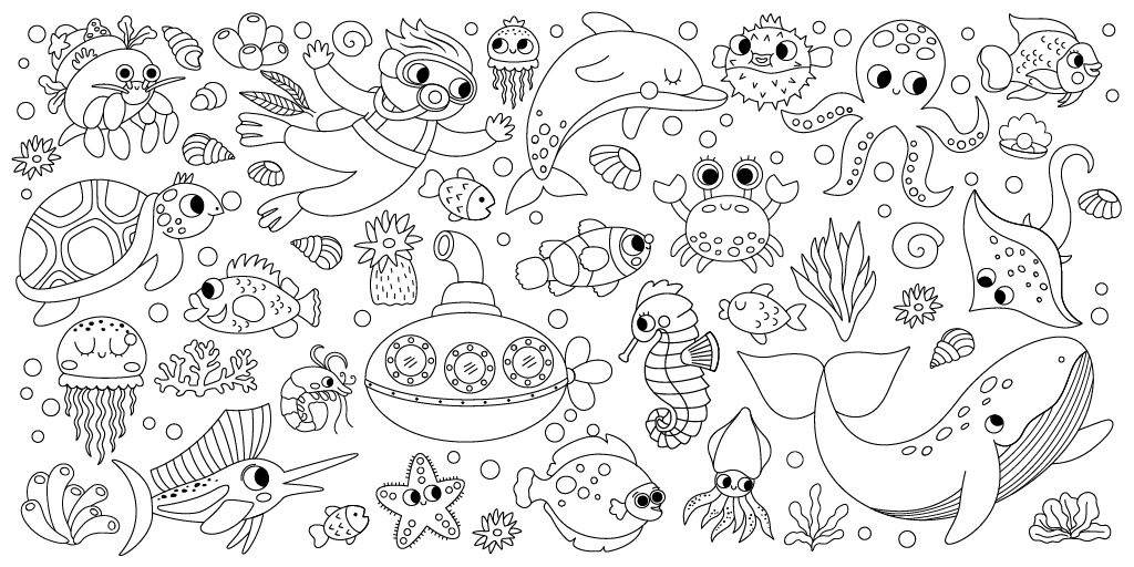 Jumbo Under the Sea Coloring Mural/Tablecloth - Image 3