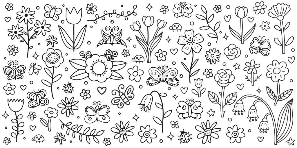 Jumbo Flowers & Butterflies Coloring Mural/Tablecloth - Image 3