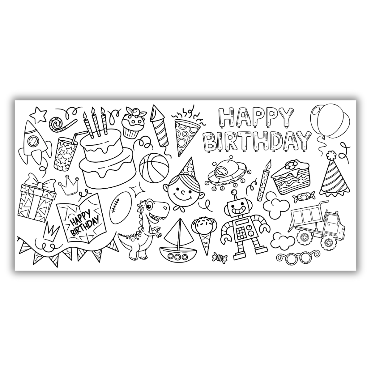 Jumbo Birthday Boy Coloring Mural/Tablecloth