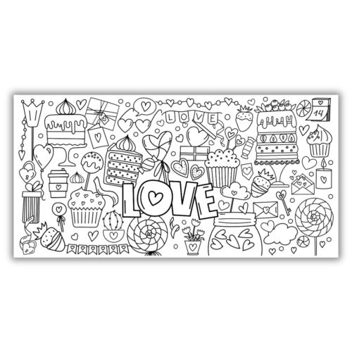 Jumbo Valentine's Day Coloring Mural/Tablecloth